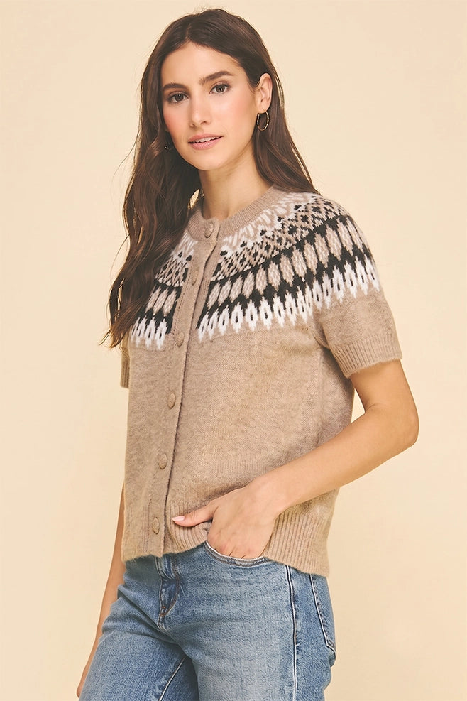 Pinch Nordic Short Sleeve Knit Cardigan