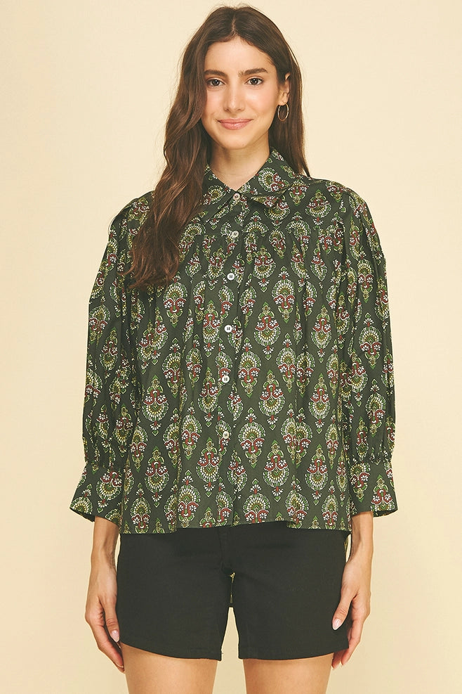 Pinch Geometric Button Down Shirt