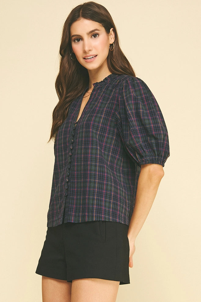 Pinch Floral V - Neck Blouse