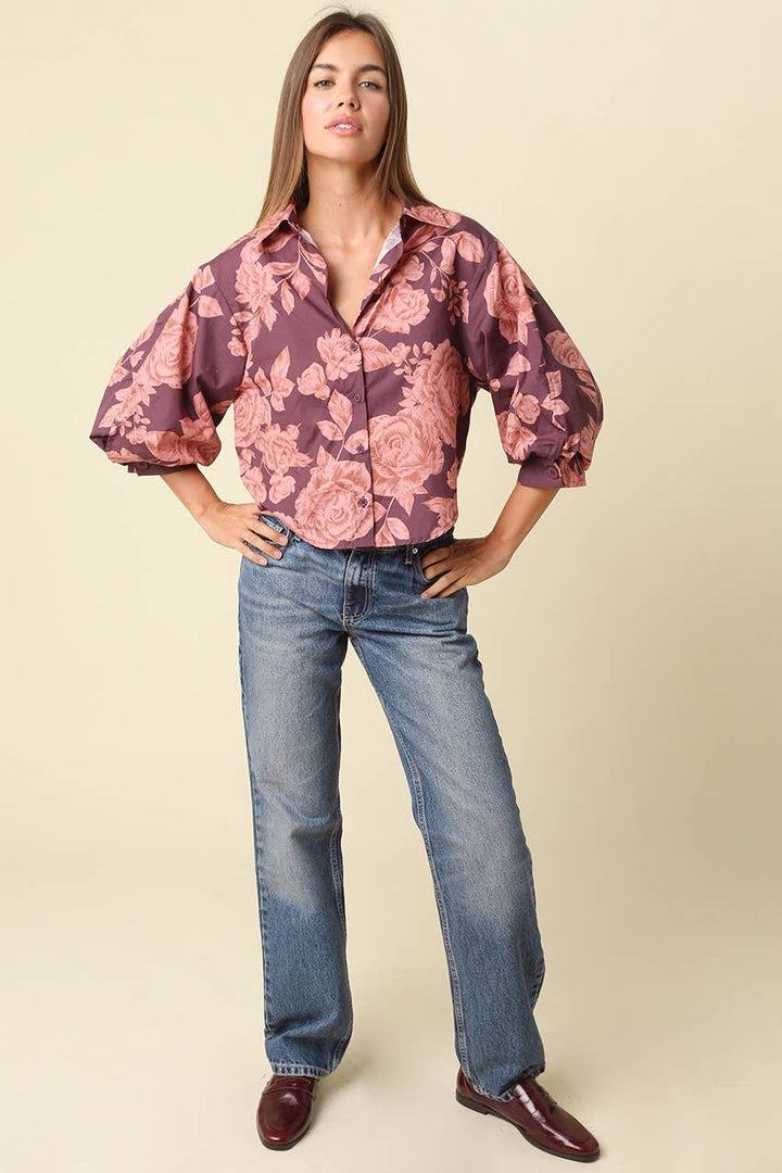 Jennie Floral Balloon Sleeve Blouse