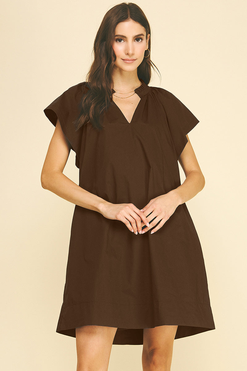 Pinch Ruffled Tunic Mini Dress