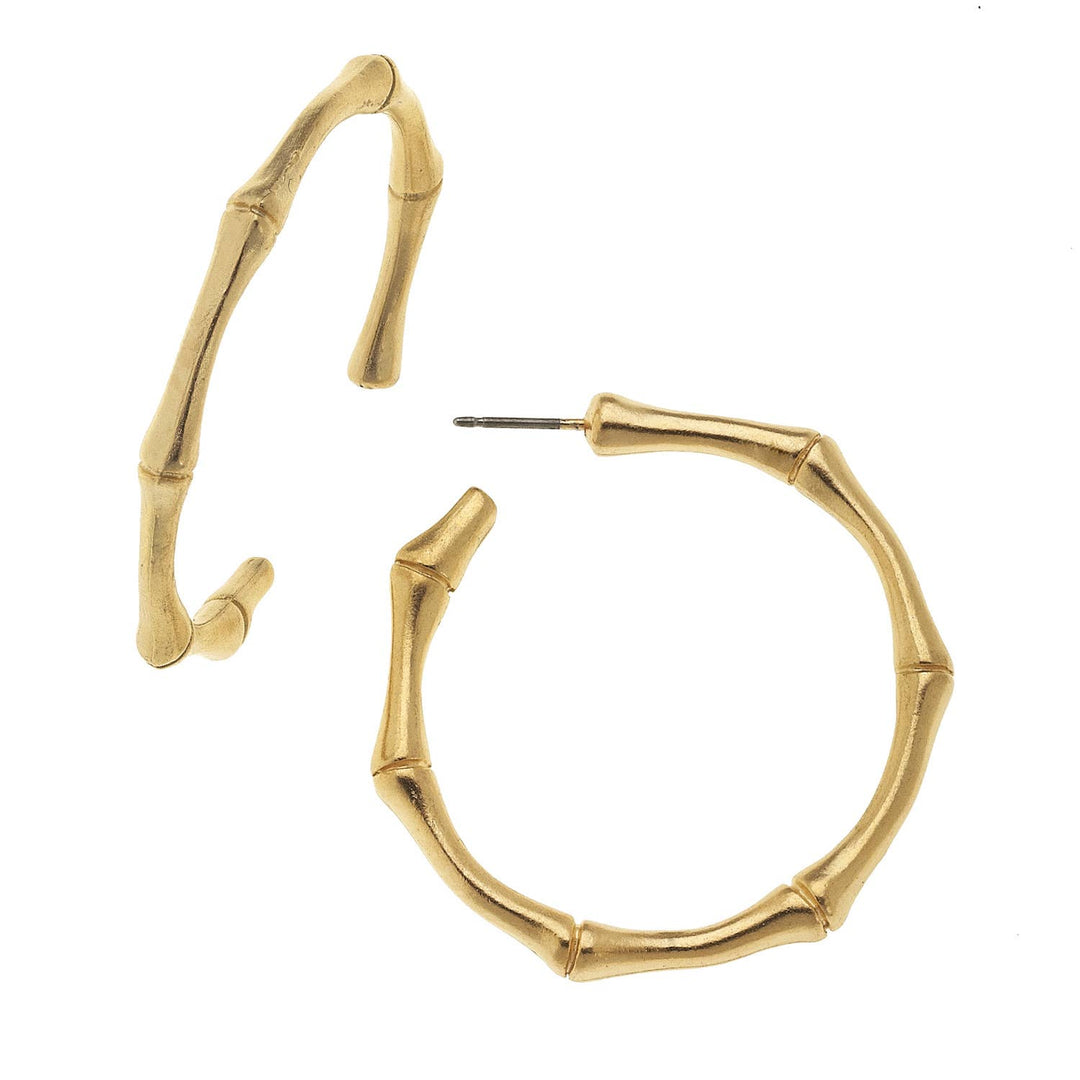 Susan Shaw Gold Bamboo Hoop Earrings - Capri by Sunset & Co.