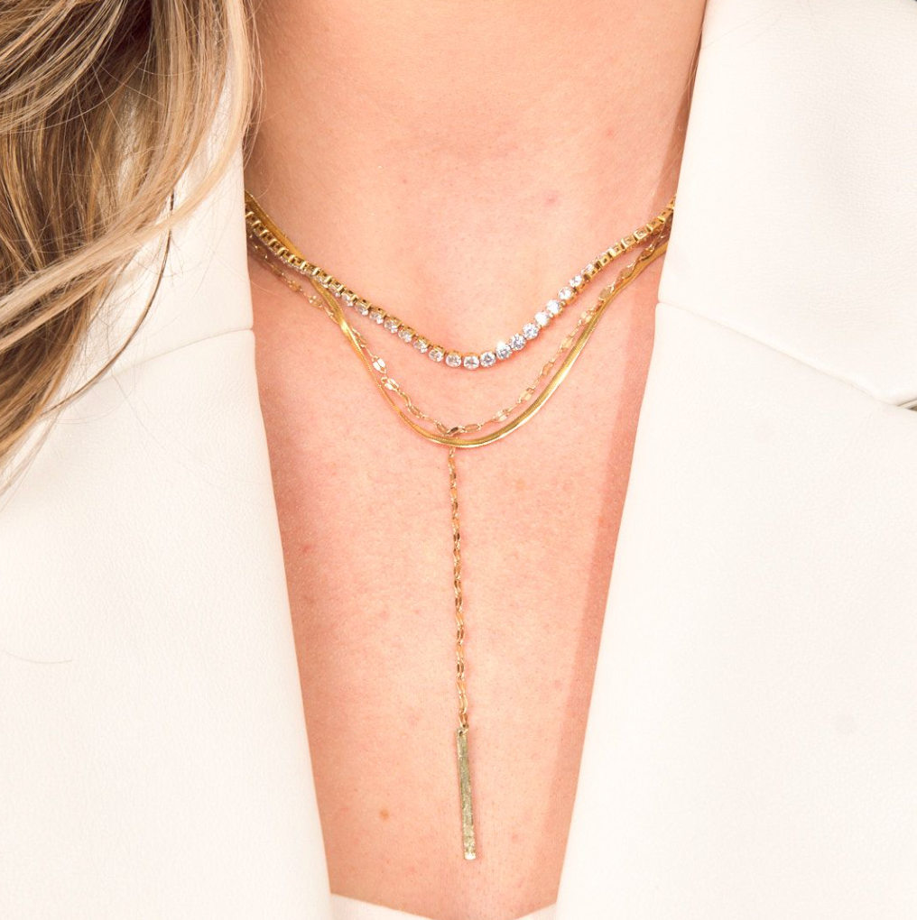 Gold Shimmer Lariat Necklace