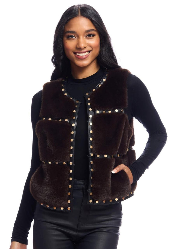 Donna Salyers Fabulous Furs Giselle Studded Vest - Capri by Sunset & Co.