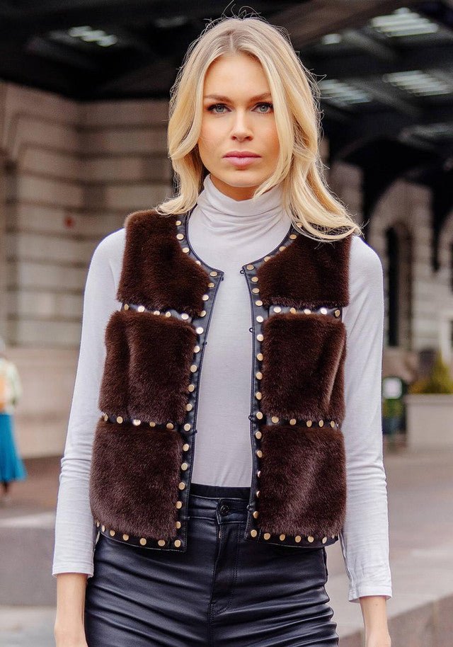 Donna Salyers Fabulous Furs Giselle Studded Vest - Capri by Sunset & Co.