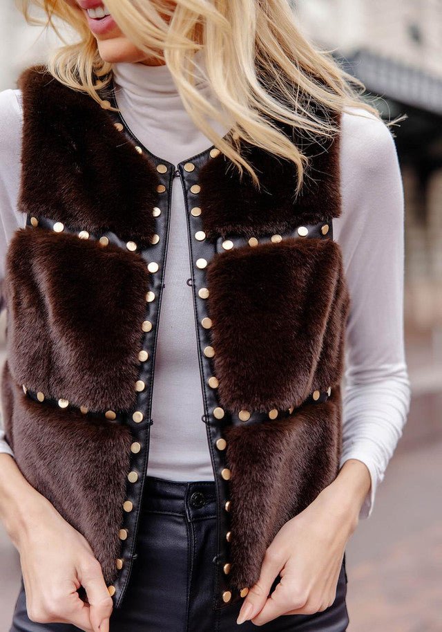 Donna Salyers Fabulous Furs Giselle Studded Vest - Capri by Sunset & Co.