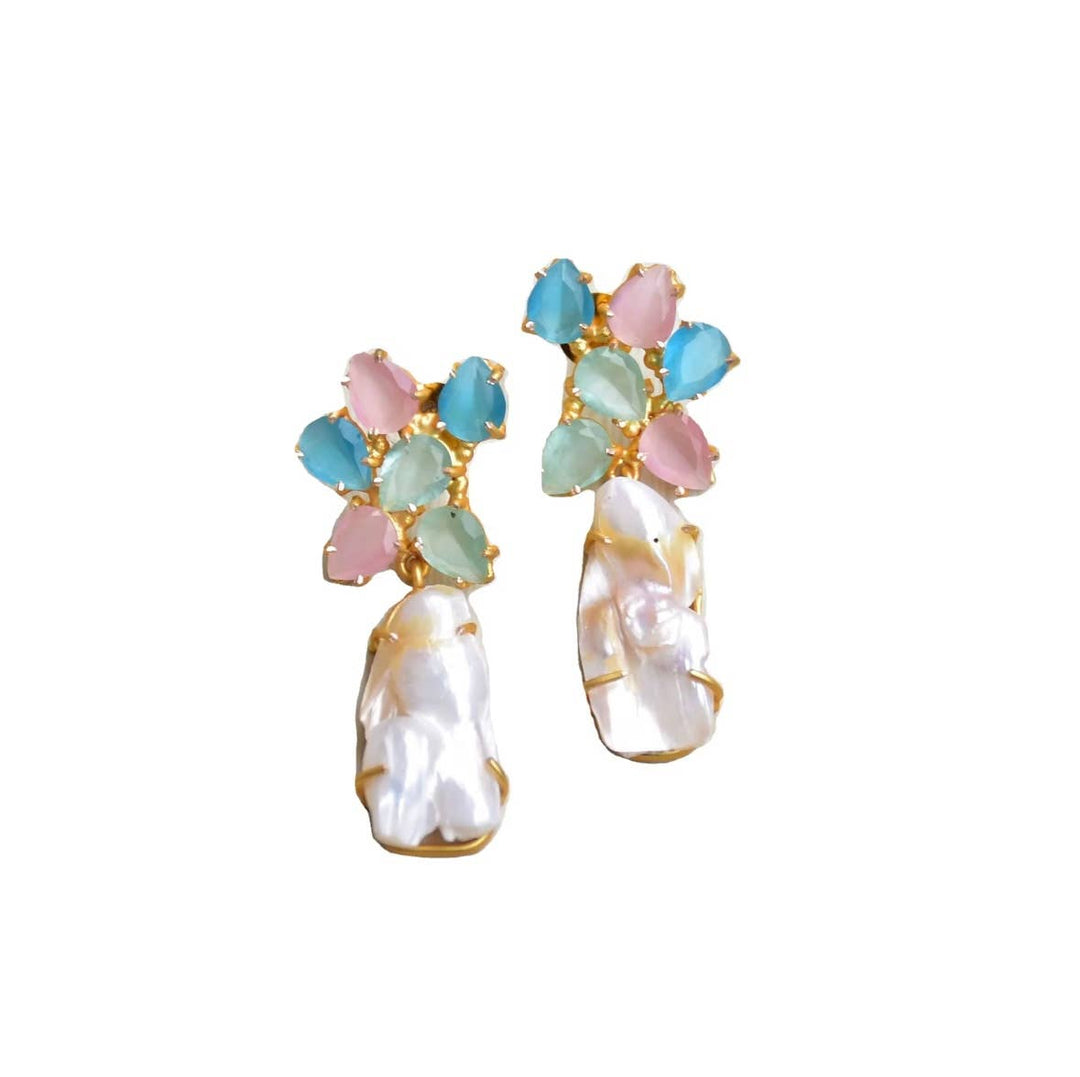 Allie Beads Serena Gemstone + Pearl Earrings - Capri by Sunset & Co.