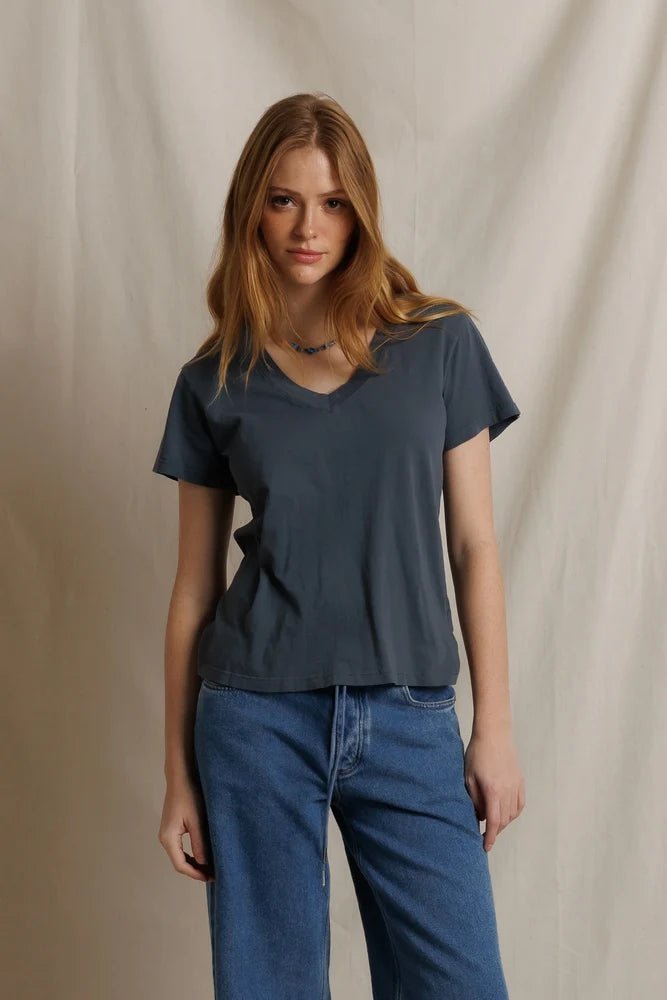 PerfectWhiteTee Hendrix Boxy V Neck Tee - Capri by Sunset & Co.