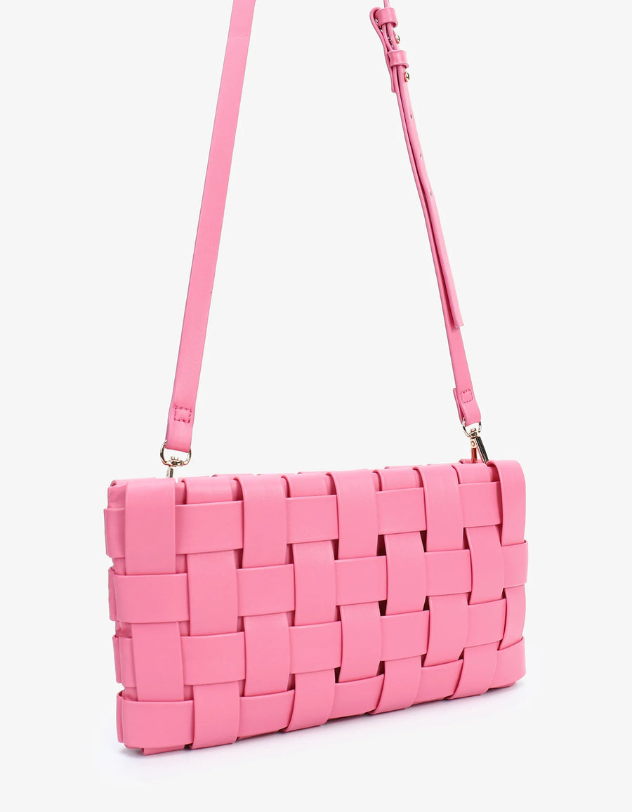 Lindy Small Woven Clutch - Pink