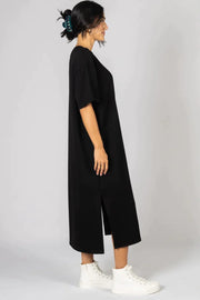 Scuba Modal Midi Length T-Shirt Dress - Black