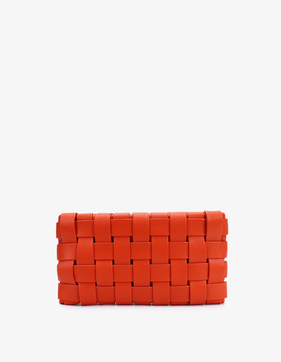 Lindy Small Woven Clutch - Orange
