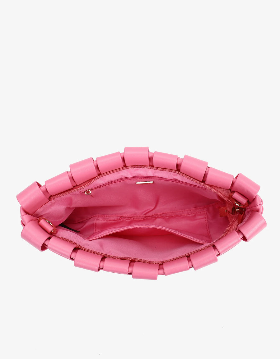 Lindy Small Woven Clutch - Pink