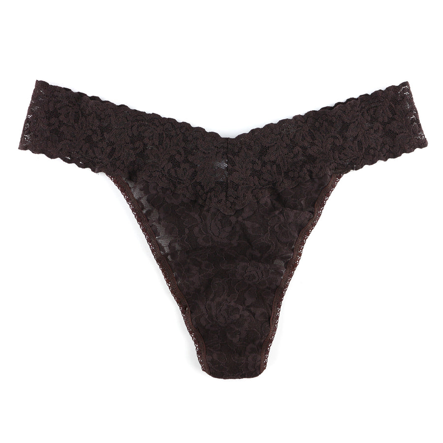 Signature Lace Original Rise Thong - Chocolate Noir