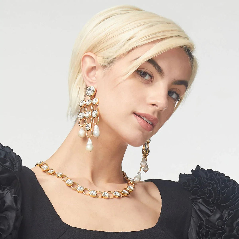Lele Sadoughi Crystal Link Chandelier Clip - On Earrings - Capri by Sunset & Co.