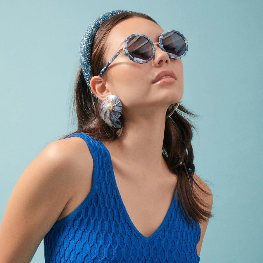 Paros Round Sunglasses - Tile Blue