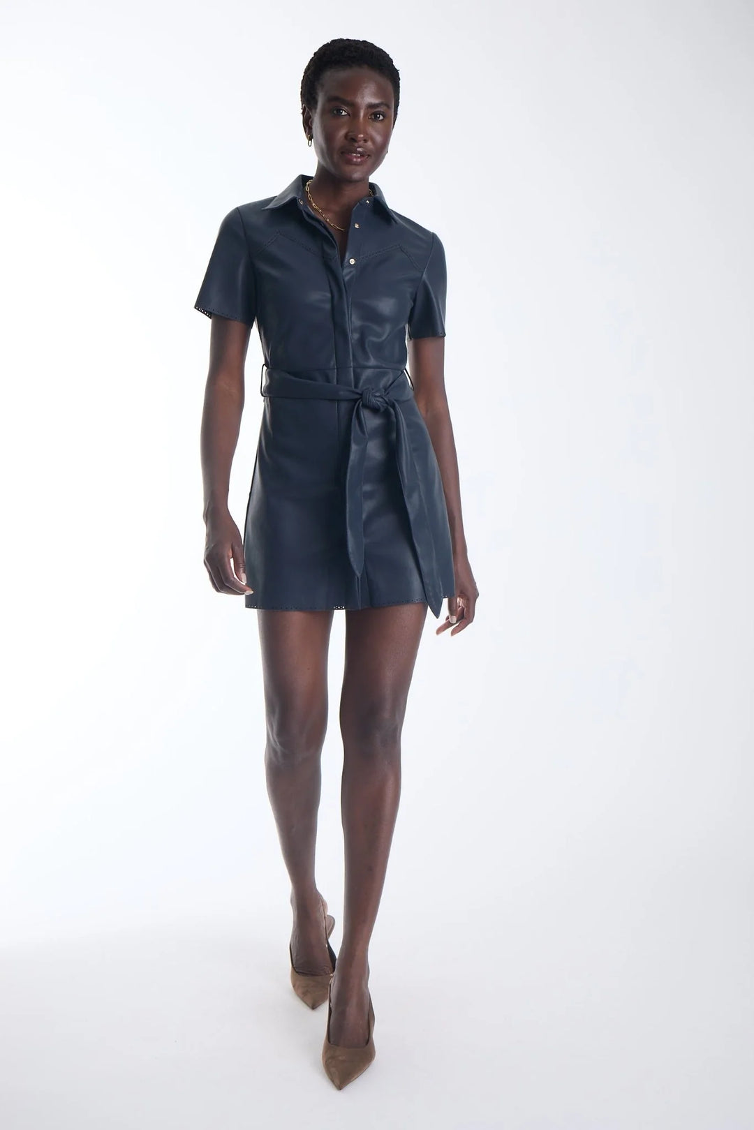 Karina Grimaldi Mallie Vegan Leather Mini Dress