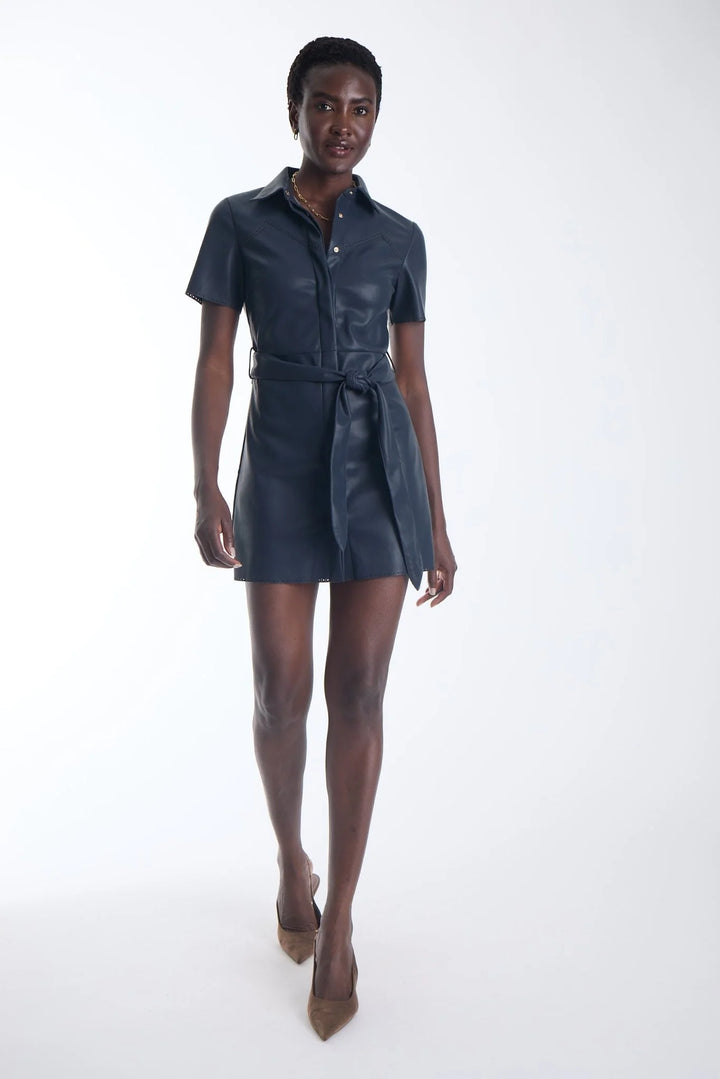 Karina Grimaldi Mallie Vegan Leather Mini Dress