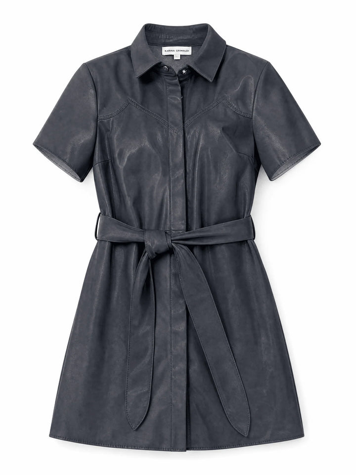 Karina Grimaldi Mallie Vegan Leather Mini Dress
