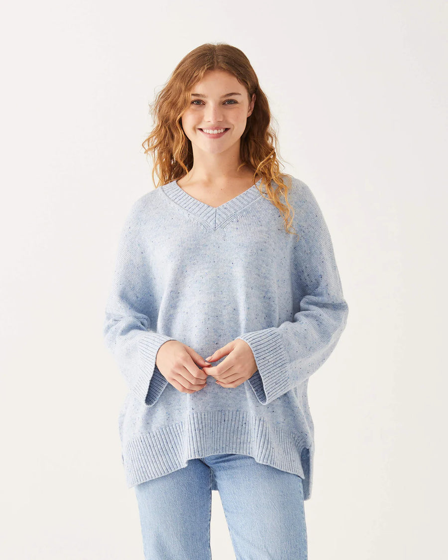 Montauk V-neck Sweater - Misty Blue
