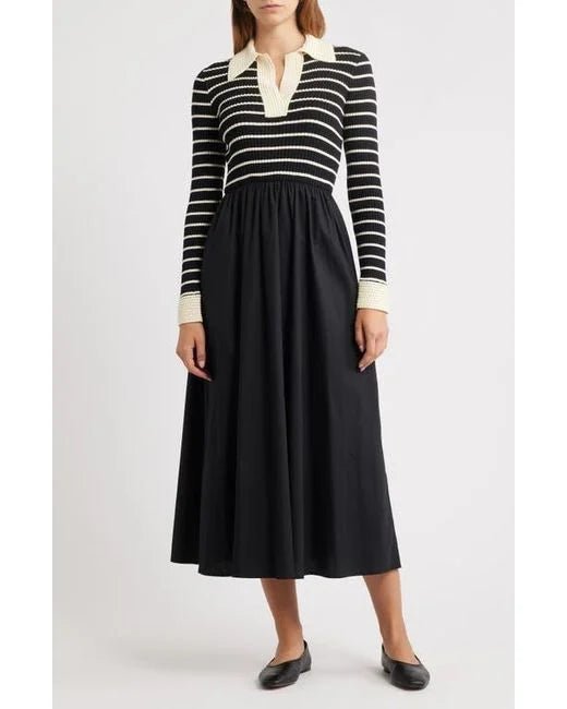 Moon River Long Sleeve Twofer Dress