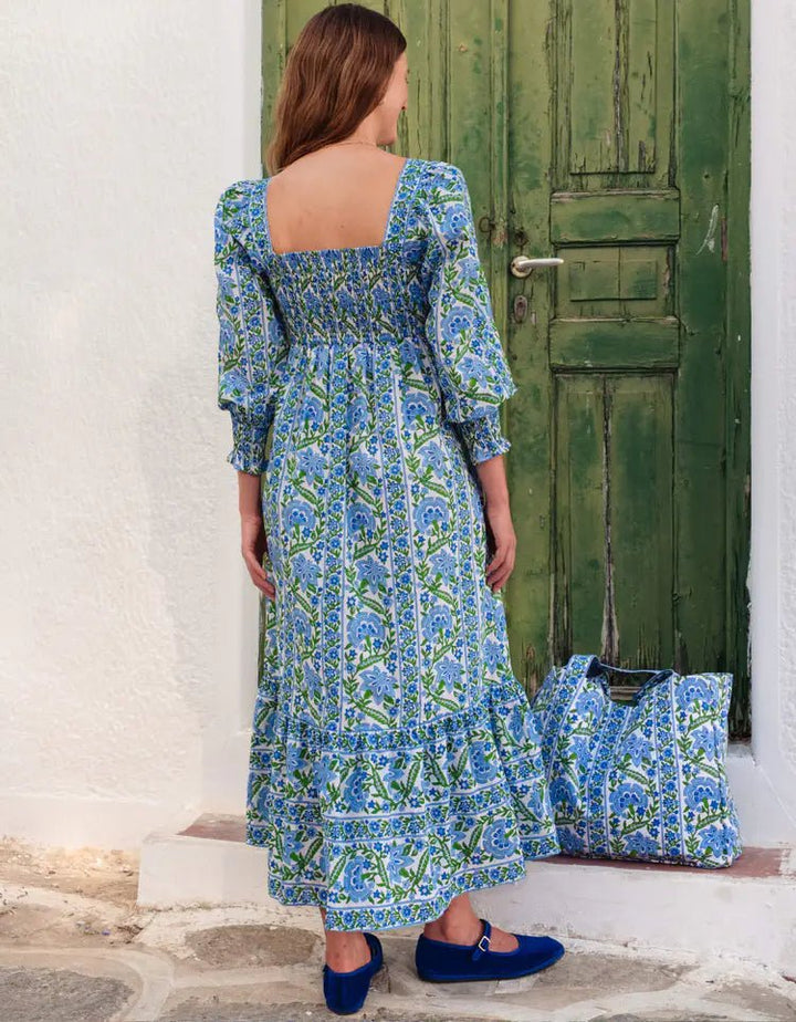 pink city prints green dress GEMMA DRESS