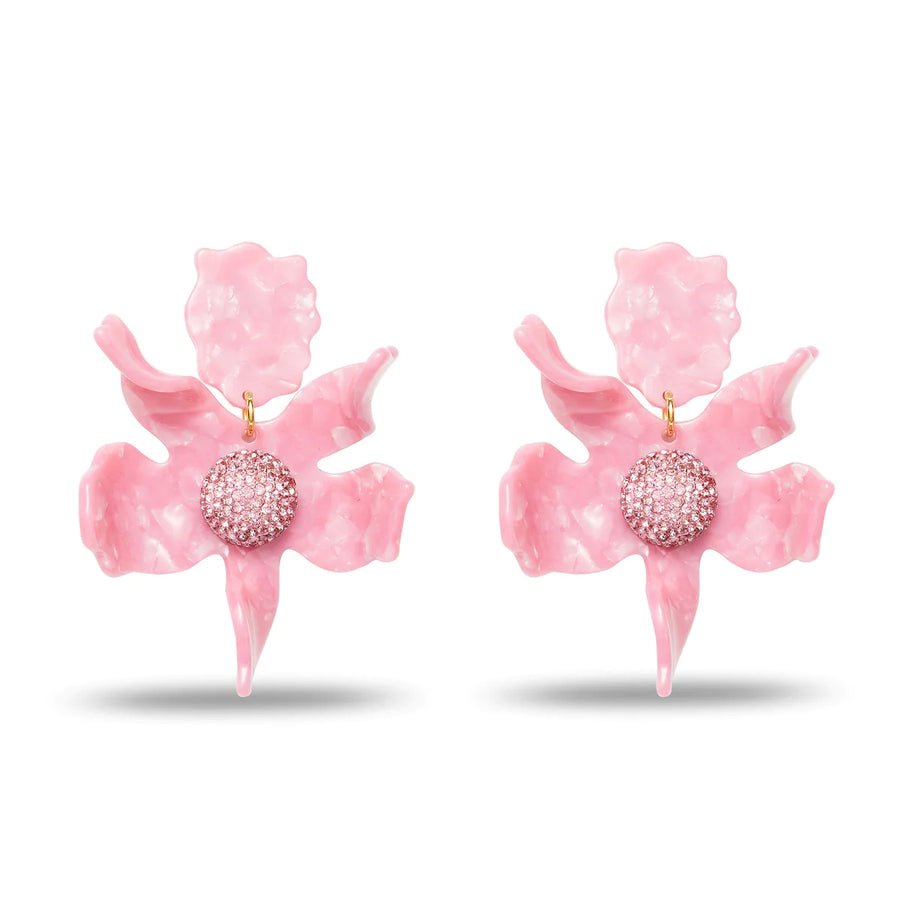 Crystal Lily Earrings - Rose