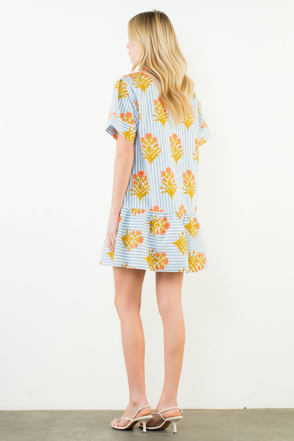 THML Striped Floral Mini Dress - Capri by Sunset & Co.