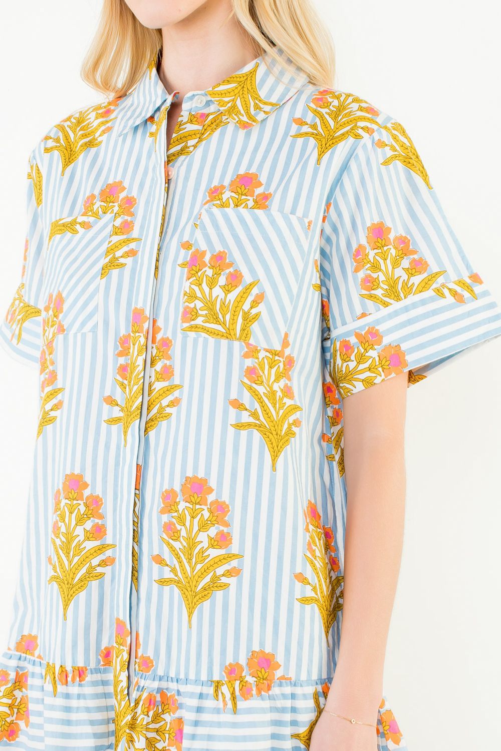 THML Striped Floral Mini Dress - Capri by Sunset & Co.