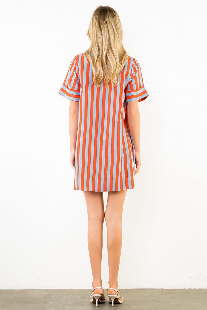 Short Sleeve Mini Shirt Dress - Capri by Sunset & Co.