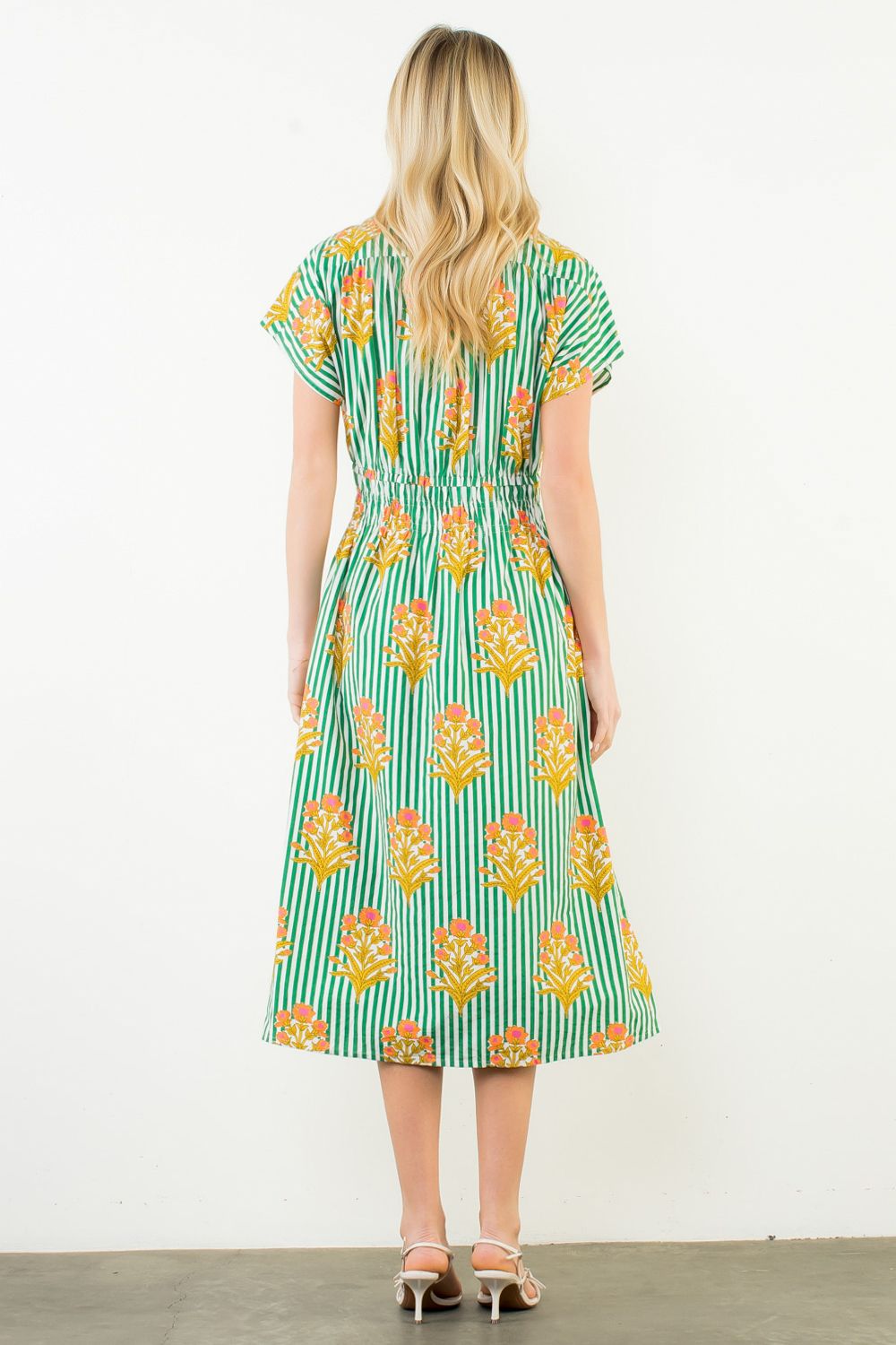 THML Striped Floral Midi Dress - Capri by Sunset & Co.