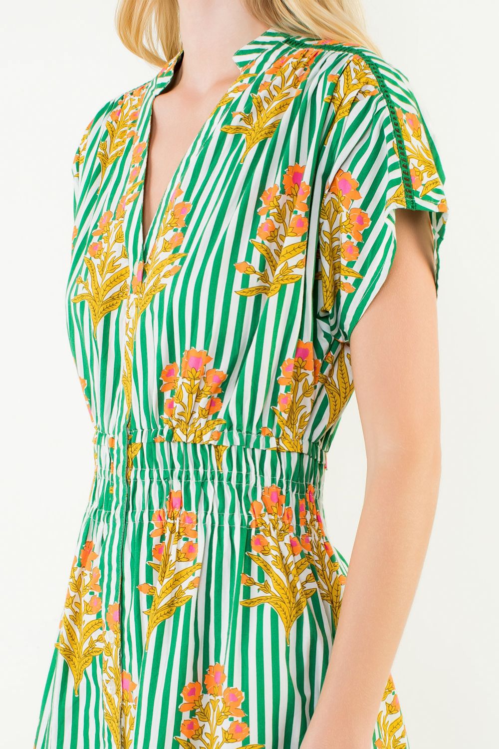 THML Striped Floral Midi Dress - Capri by Sunset & Co.