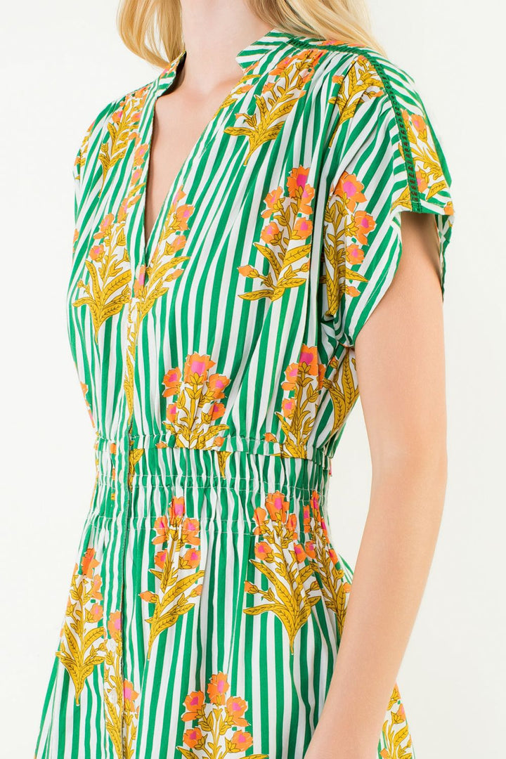 THML Striped Floral Midi Dress - Capri by Sunset & Co.