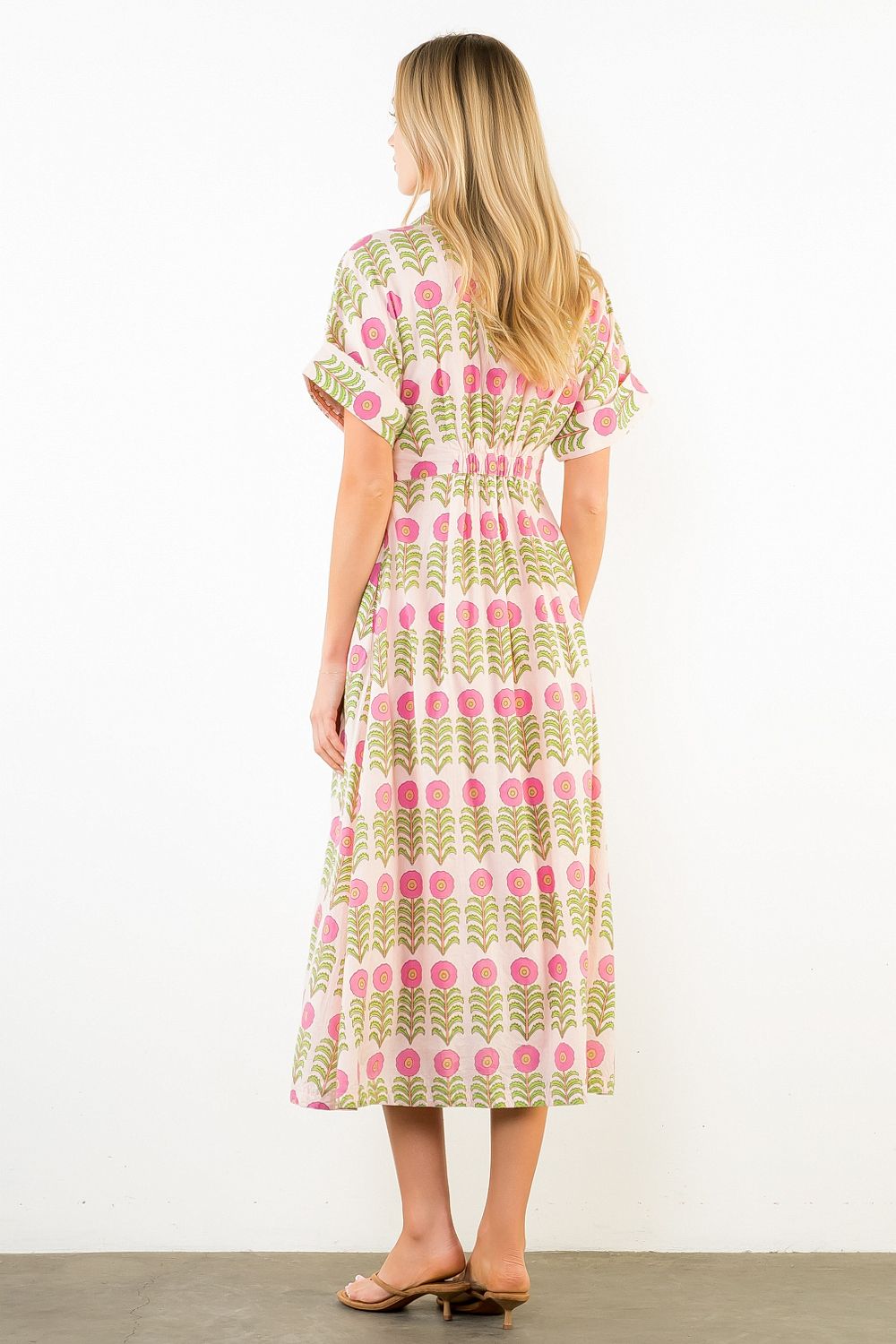 Short Sleeve Floral Pattern Button Down Dress - Capri by Sunset & Co.