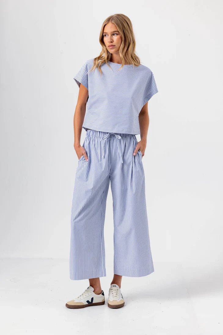 Sundays Stripe Maya Pants - Capri by Sunset & Co.