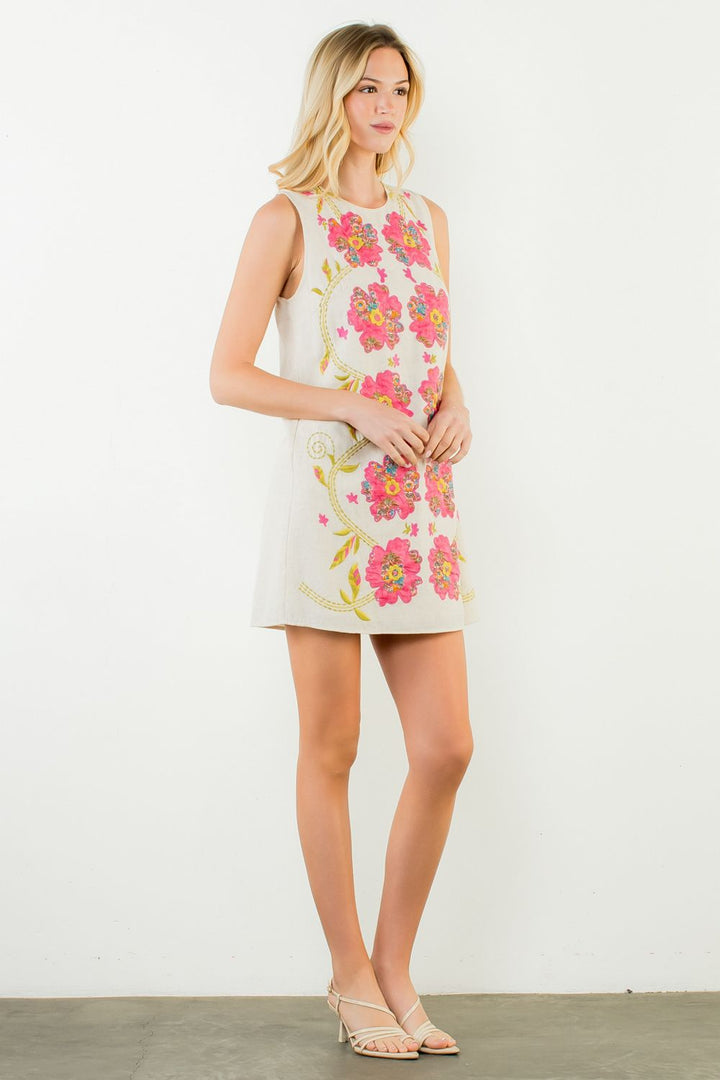 Sleeveless Embroidered Mini Dress - Capri by Sunset & Co.