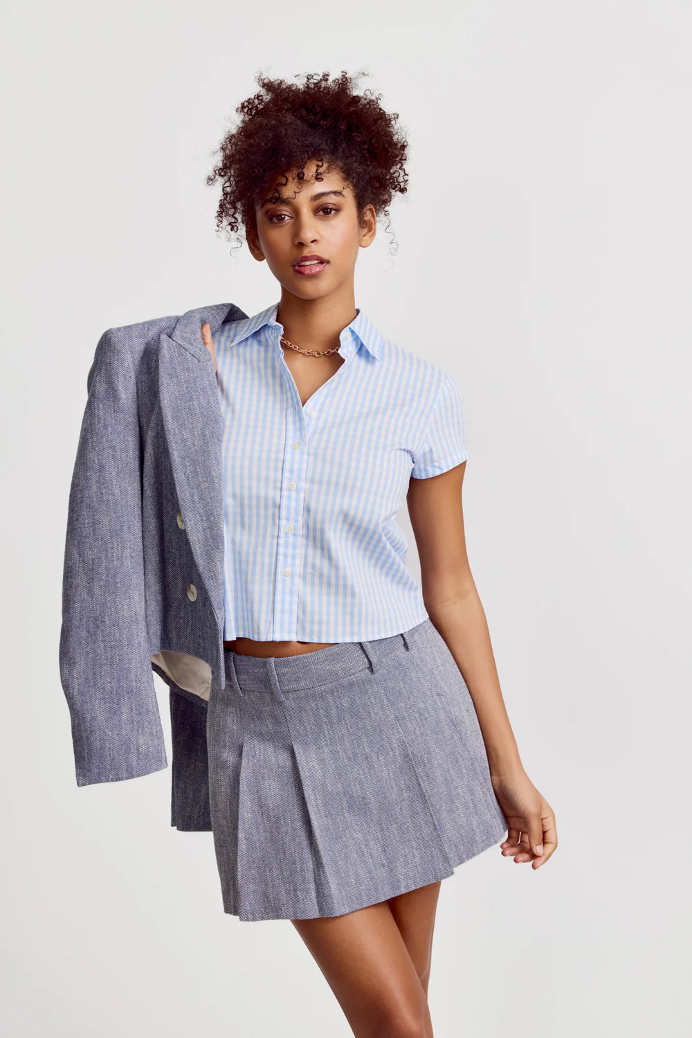 The Shirt The Boxy Short Sleeve Cropped Shirt - Capri by Sunset & Co.