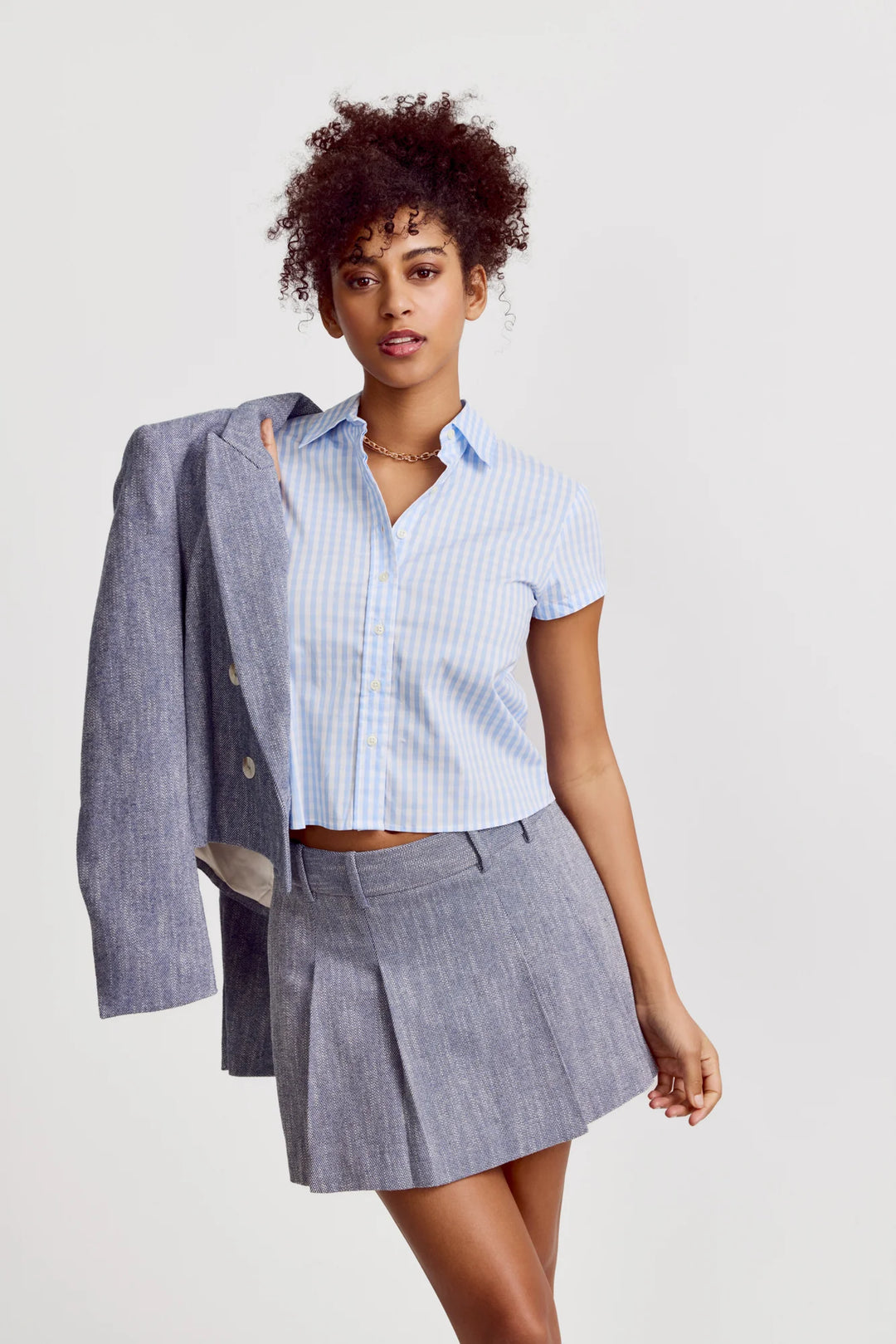 The Shirt The Boxy Short Sleeve Cropped Shirt - Capri by Sunset & Co.