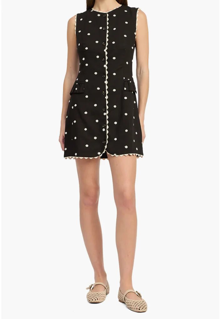 En Saison Heather Embroidered Polka Dot Mini Dress - Capri by Sunset & Co.