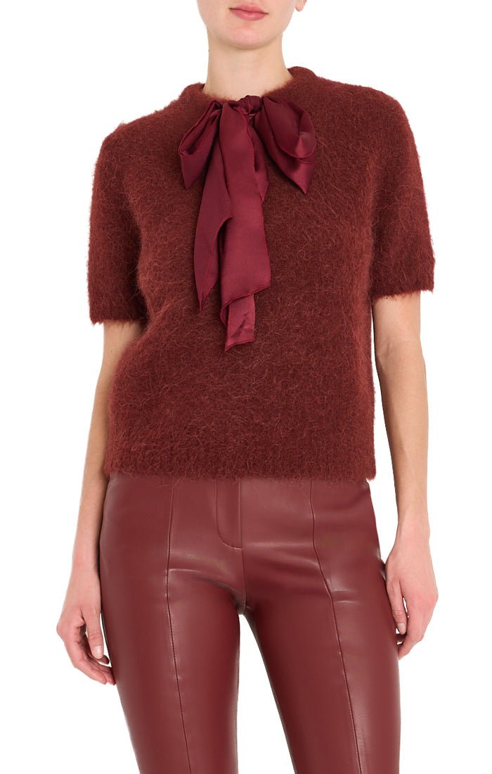 Milly Bow Fuzzy Sweater - Capri by Sunset & Co.