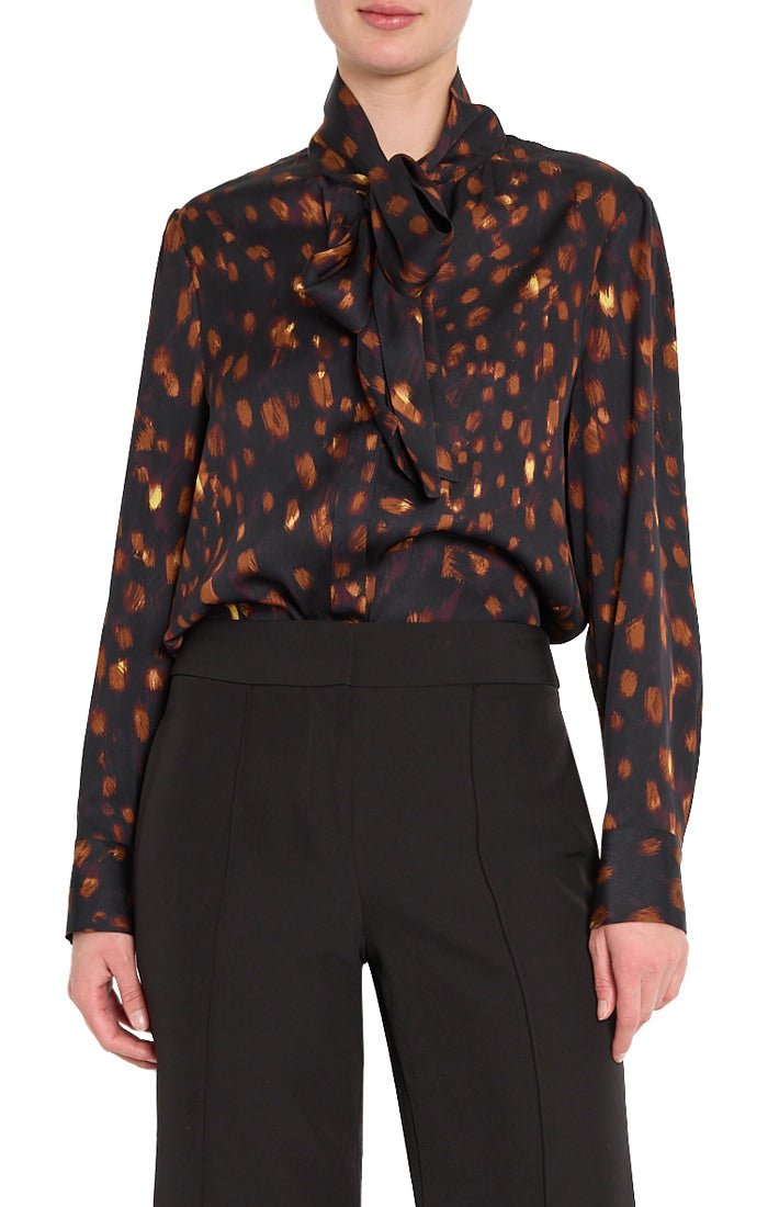 Milly Tie Neck Silk Blouse - Capri by Sunset & Co.