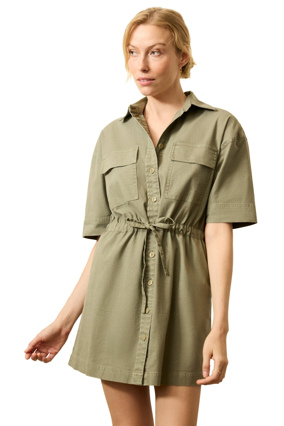 Faherty Utility Twill Mini Shirtdress - Capri by Sunset & Co.