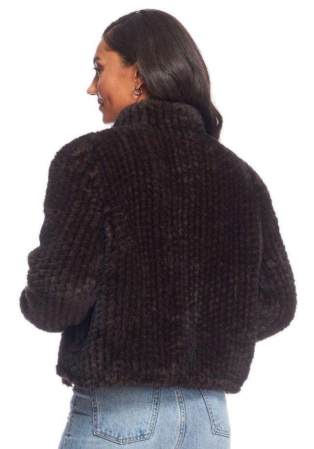 Donna Salyers Fabulous Furs 5th Ave Knitted Fur Bomber - Capri by Sunset & Co.