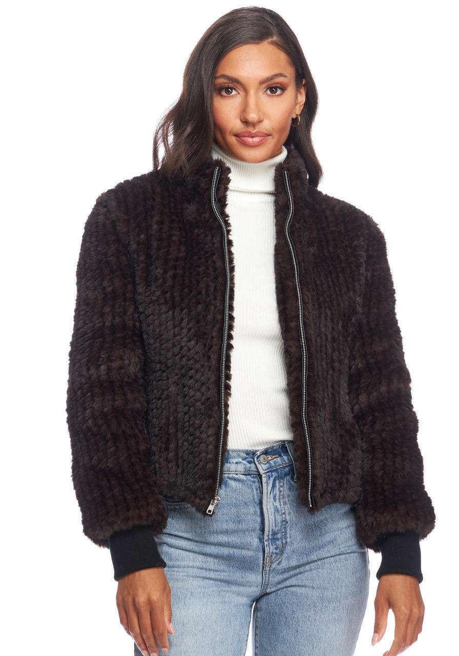 Donna Salyers Fabulous Furs 5th Ave Knitted Fur Bomber - Capri by Sunset & Co.