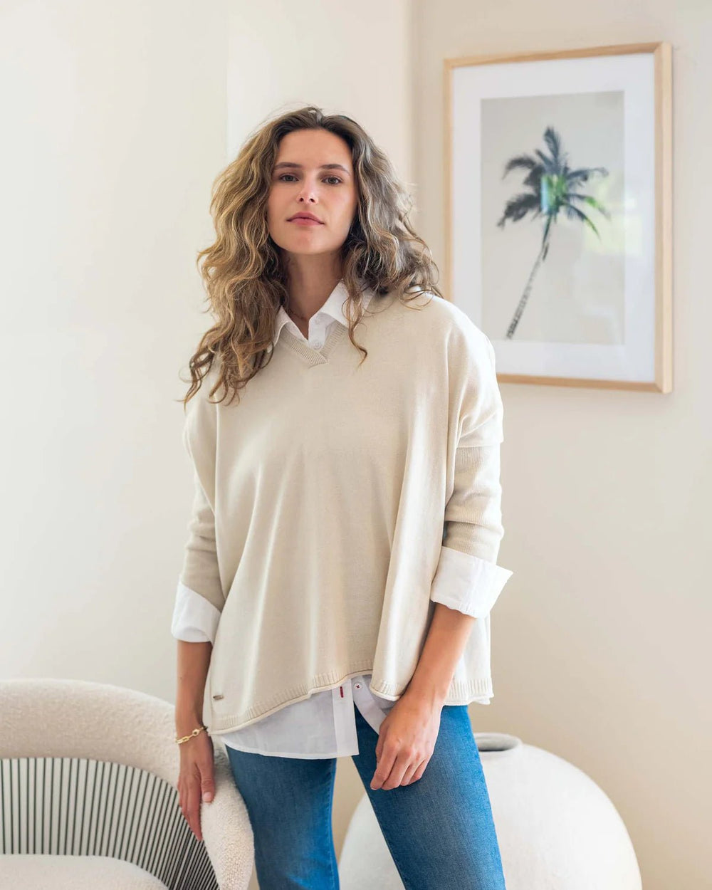 MERSEA Catalina V - Neck Sweater - Capri by Sunset & Co.