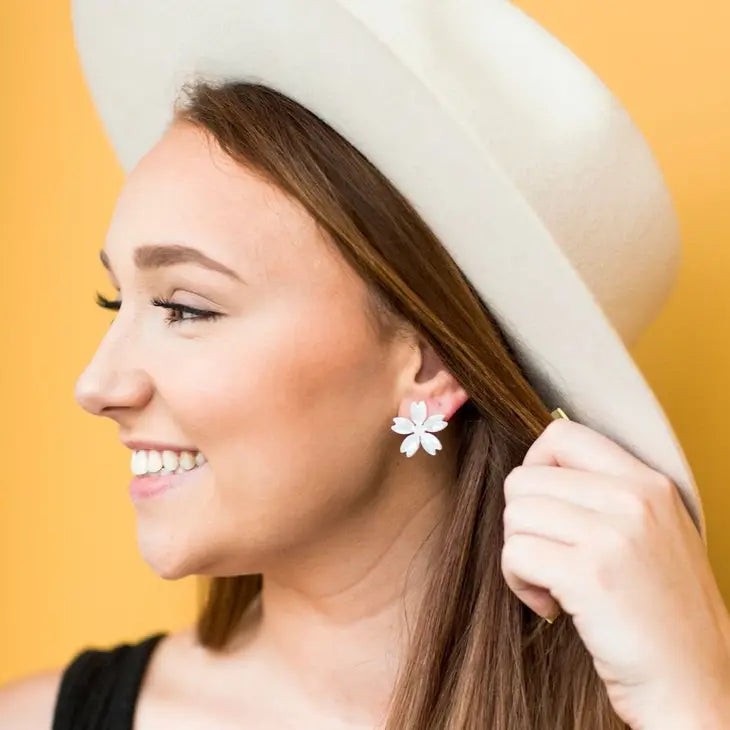 Olivia Flower Stud Earrings - Teal