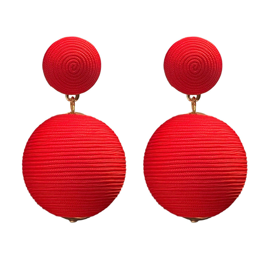 Red Lido Pom Pom Statement Earrings
