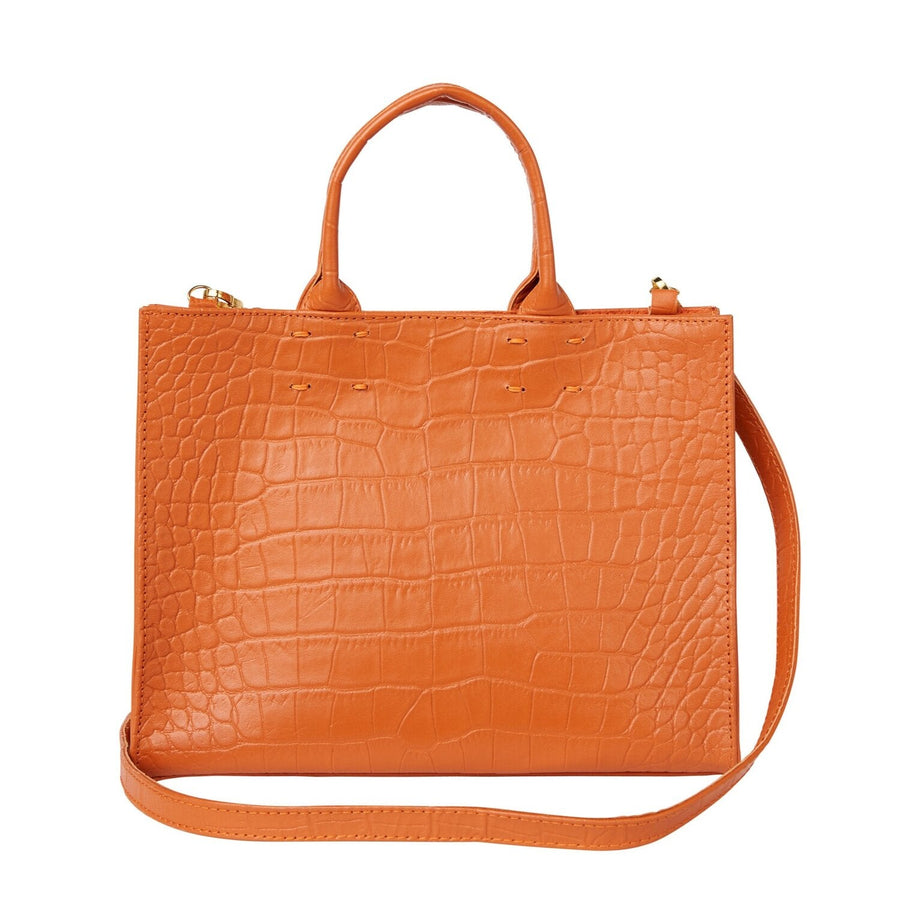 Sarah Stewart - The Adelaide Leather Handbag - Orange Croc