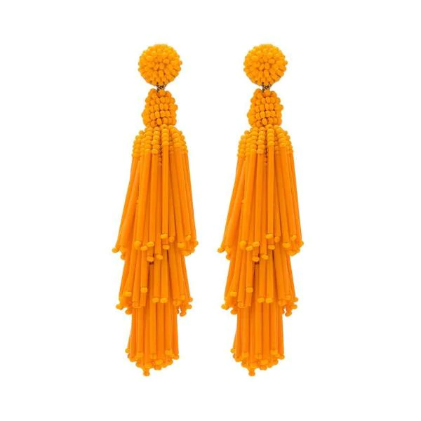 Rain Fringe Earrings - Orange