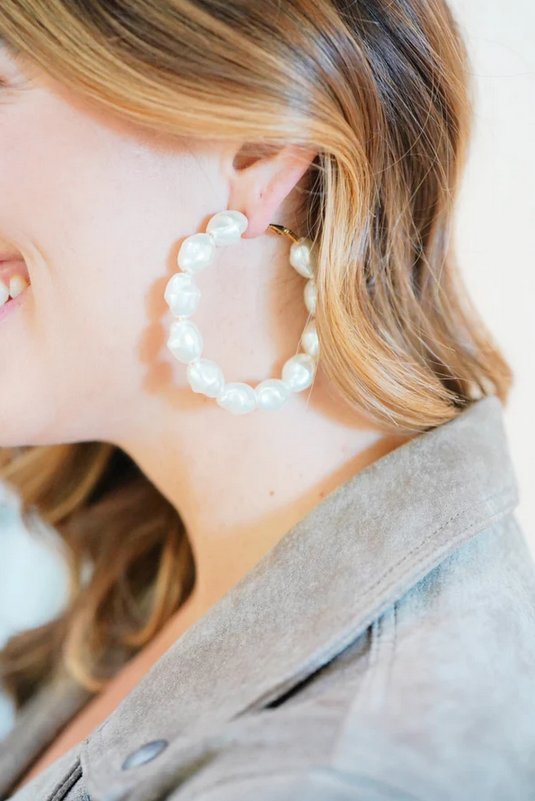 Macy Pearl Hoop Earrings